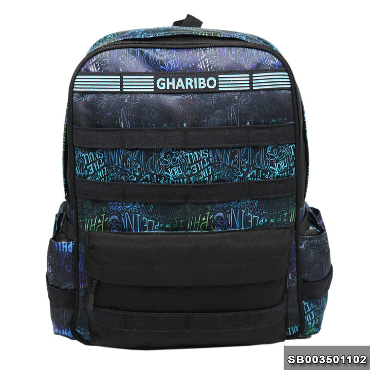 Sport backpack with one hand model 35 Size 18 Colorful writing blue