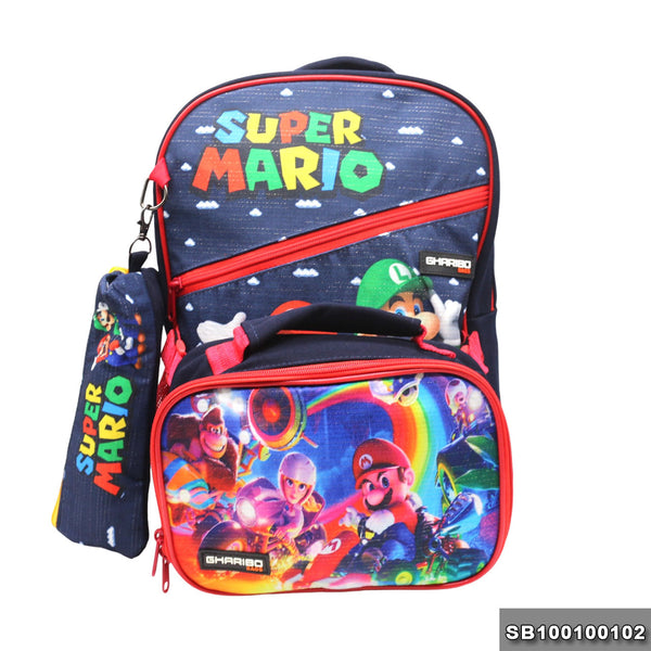 School backpack with lunchbag Size 15 Super Mario model 1-24 navy