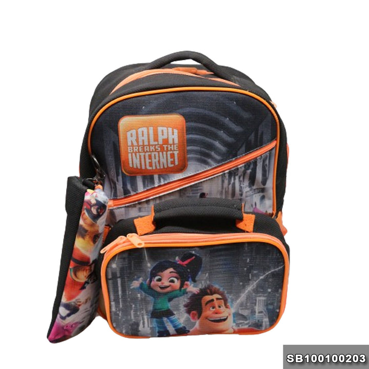 School backpack with lunchbag Size 15 Ralph model 1-24 black