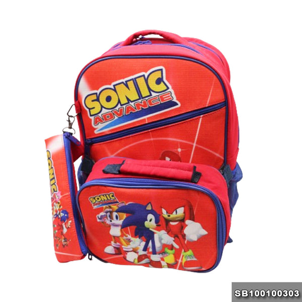 School backpack with lunchbag Size 15 Sonic model 1-24 red