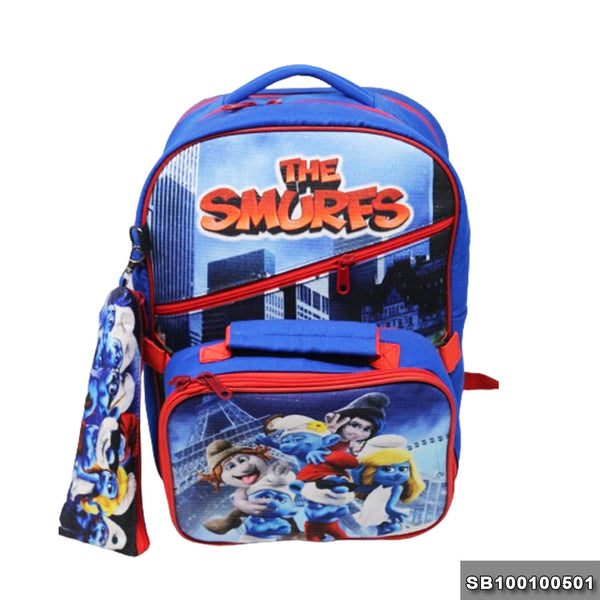 School backpack with lunchbag Size 15 The Smurfs model 1-24 blue