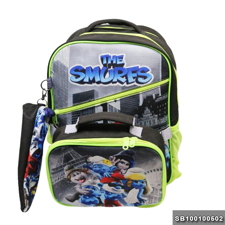 School backpack with lunchbag Size 15 The Smurfs model 1-24 black