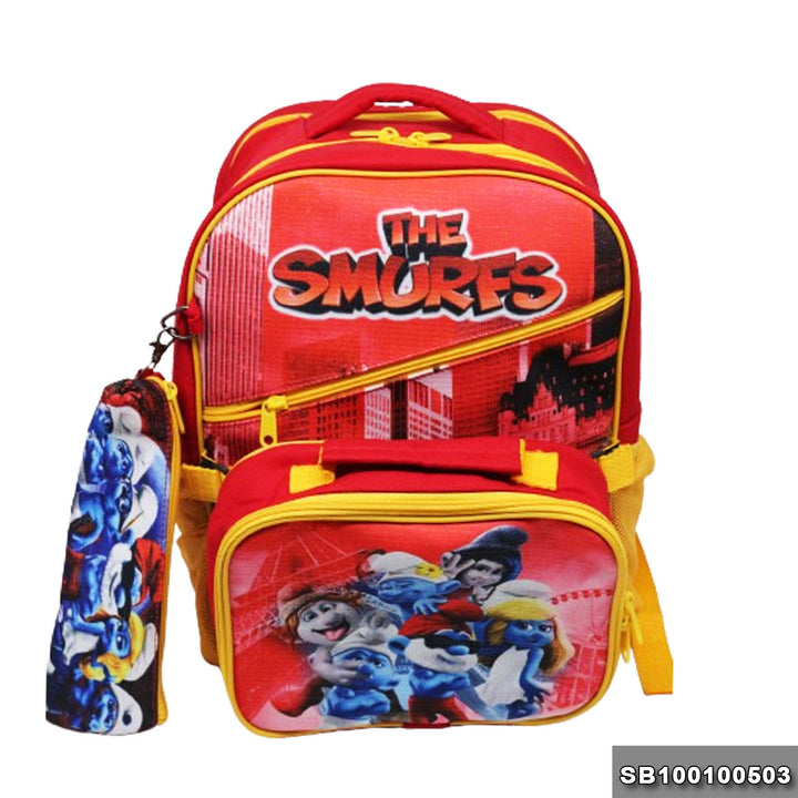 School backpack with lunchbag Size 15 The Smurfs model 1-24 red