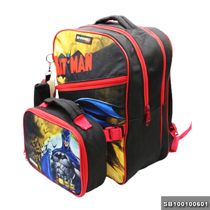 School backpack with lunchbag Size 15 Bat Man model 1-24 black