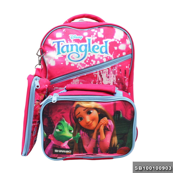 School backpack with lunch bag Size 15 Rapunzel model 1-24 pink