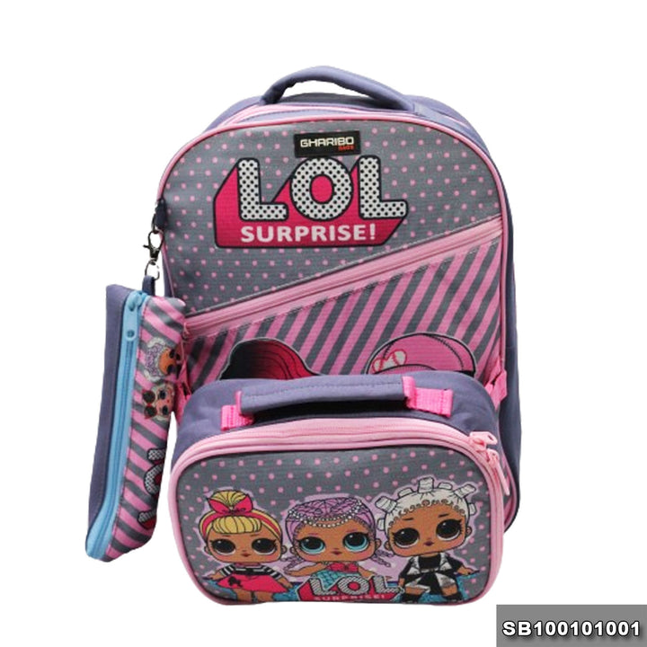 School backpack with lunchbag Size 15 LOL surprise model 1-24 gray