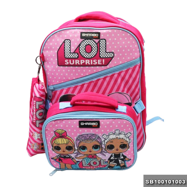 School backpack with lunchbag Size 15 LOL surprise model 1-24 pink