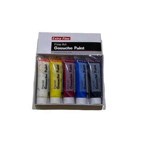 <ul>
    <li><strong><span style="font-family: Arial, Helvetica, sans-serif;"><em>Pack of 5 Extra Fine Gouache Paint - 21ml</em></span></strong></li>
    <li><i style="font-family: Arial, Helvetica, sans-serif;"><em>White,Lemon Yellow,Magenta,Cyan&Black</em></i></li>
    <li><i style="font-family: Arial, Helvetica, sans-serif;"><em>Used in Faculty of Applied Arts&Fine Arts and Engineering</em></i></li>
    <li><em><span style="font-family: Arial, Helvetica, sans-serif;">Suitable for Students and Artists</sp