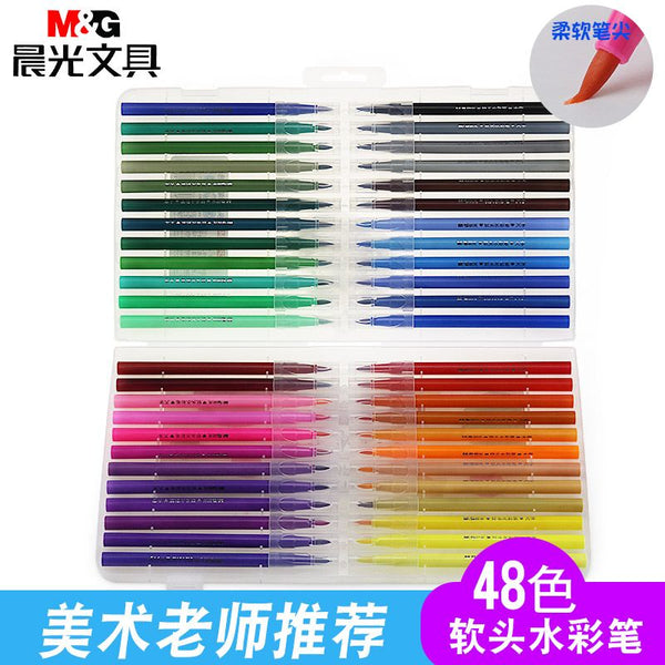 <p> 
M&G Pack of 48 Water Color Markers are the perfect way to create beautiful works of art. The markers feature a soft brush tip for easy and precise application, allowing you to create detailed designs with ease. The vibrant and bright colors make it easy to add a splash of color to any picture. The markers are not suitable for children under 3 years, so please keep them out of reach of little ones. To ensure the markers last longer, store them in cool and dry conditions. These markers are made from high