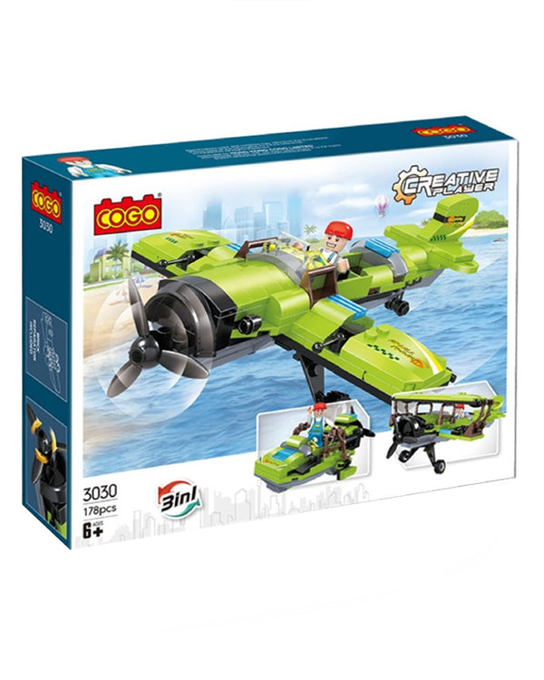 Cogo 3030 3-In-1 Airplanes And Swamp Walker Building Blocks - 178 Pcs