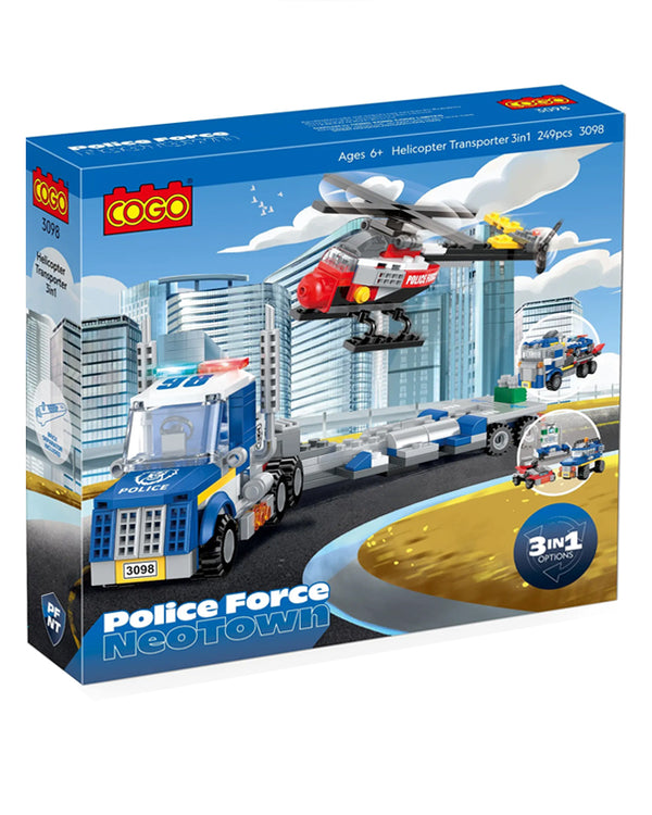 Cogo 3098 City Police Helicopter Building Blocks - 249 Pcs