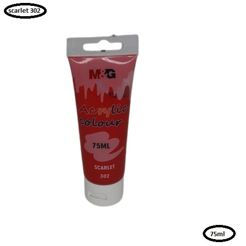 M&G Acrylic Colour Tube Scarlet 302 - 75 Ml