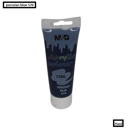 <p> The M&G Acrylic Colour Tube Purssian Blue (570) 75 ML No: APLN6598 is a high-quality acrylic paint produced in our facility using advanced production methods. Our pigments are of the highest quality, giving your artwork a vivid and vibrant look. Our paint is also environmentally friendly and requires no solvents. This acrylic paint is suitable for use on canvas, fabric, paper, and wood, making it ideal for all types of art projects. It is perfect for both amateurs and experts alike, providing great cove