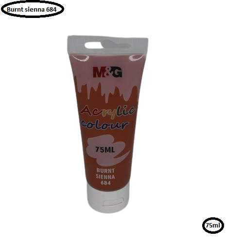 <p> 

M&G Acrylic Colour Tube Burnt Sienna (684) 75 ML No: APLN6598 is a high quality acrylic paint from China that is perfect for any artist, from amateurs to experts. This paint is made from superior pigments, so you can be sure of its quality. It is also environmental friendly, as no solvents are required. You can use this paint on a variety of surfaces such as canvas, fabric, paper and wood. The advanced production methods used to make this paint make it an excellent choice for any artist. It is highly 