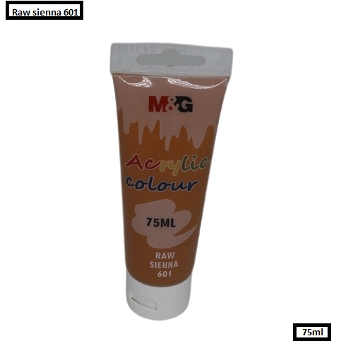 <p> 
The M&G Acrylic Colour Tube Raw Sienna (601) 75 ML No: APLN6598 is an advanced production method of high-quality pigment made in our facility, located in China. This pigment is environmentally friendly and does not require any solvents for use. It is suitable for use on canvas, fabric, paper, wood and is great for both amateurs and experts. 

The M&G Acrylic Colour Tube Raw Sienna (601) 75 ML No: APLN6598 is produced with the highest of quality pigments to ensure the longevity of your artwork. The pigm