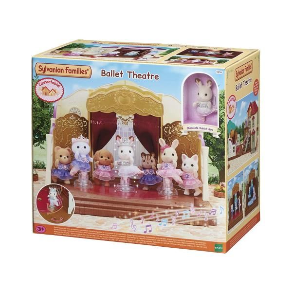 Sylvanian Families Ballet Theatre Connect With Music Via Audio Cable And Let Chocolate Rabbit Girl Dance