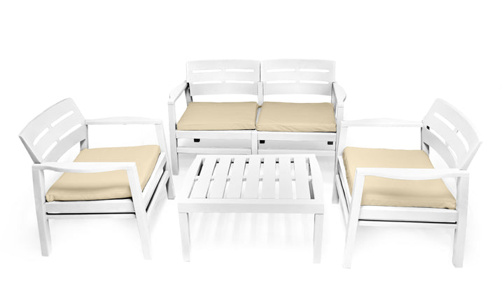 Entre Modern Wood Set for 4 Person White