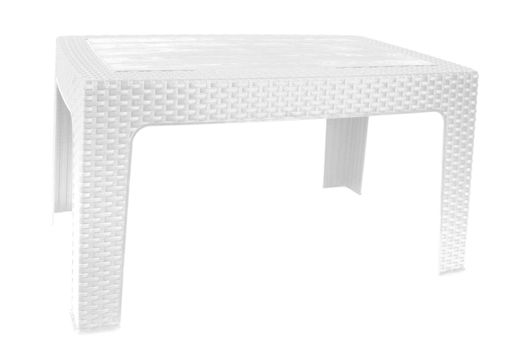 Table Rattan Wood White