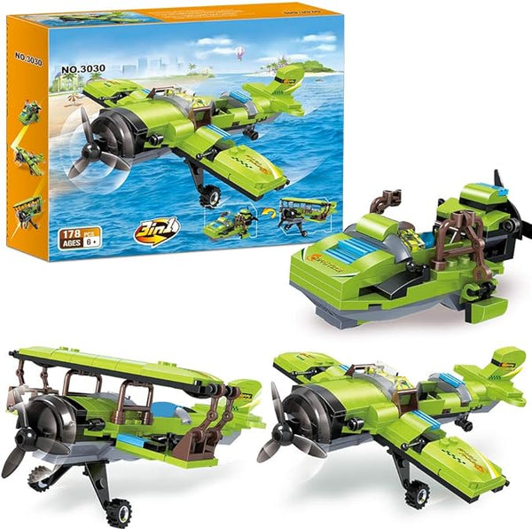 Cogo 3 In 1 Flying Plane Educational Toys Assemble Building Blocks 