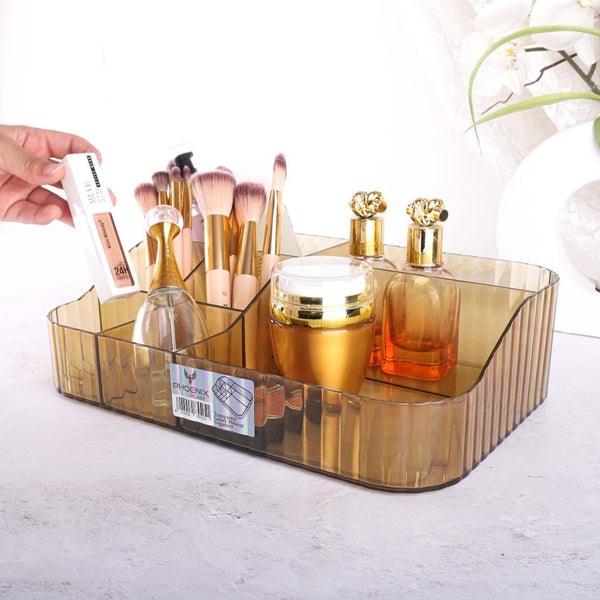 Acrylic Makeup Organizer with Stackable Drawers, Bathroom Vanity Organizers and Storage (Amber, Tray)