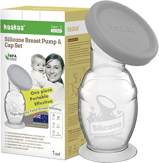 Haakaa Silicone Breast pump & Silicone cap 5.4oz/150ml