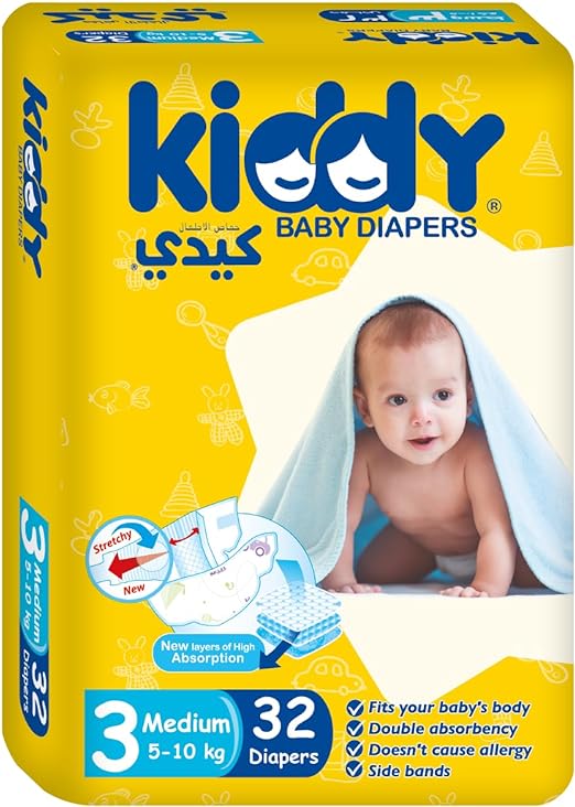 Kiddy Baby Diapers stretch Medium (size 3) 32 diapers