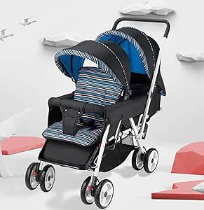 Foldable Twin Baby Double Stroller Kids Jogger Travel Infant Pushchair 3 Color | Blue