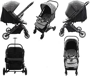 G Baby Premium Folding Arm Stroller For Baby | Grey