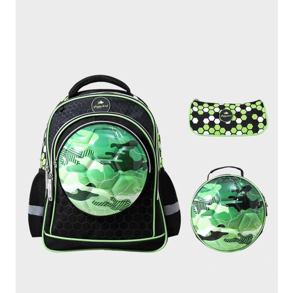 Glossy Bird 3 In 1 Football Backpack 14 Inch | Black Green