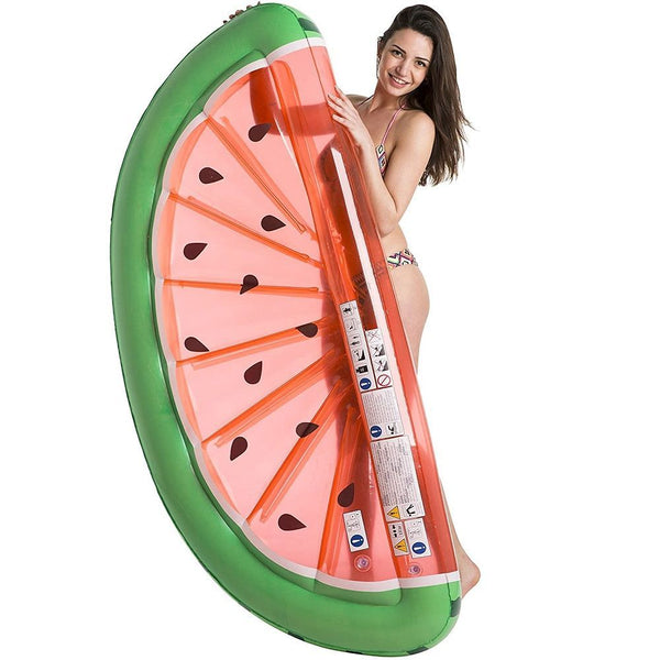 <p> The Jilong Sunclub Multi-Layered Watermelon Inflatable Mat is the perfect way to enjoy summertime fun in the pool or at the beach. This inflatable mat is designed in the shape of a large watermelon slice, adding a fun and playful touch to any pool or beach day. The mat is made from high quality and durable I-beam construction with two air chambers, and it also comes with a repair kit in case of punctures or tears. The mat is 180 cm long and 77 cm wide, and it can hold up to a maximum weight of 80 kg.You