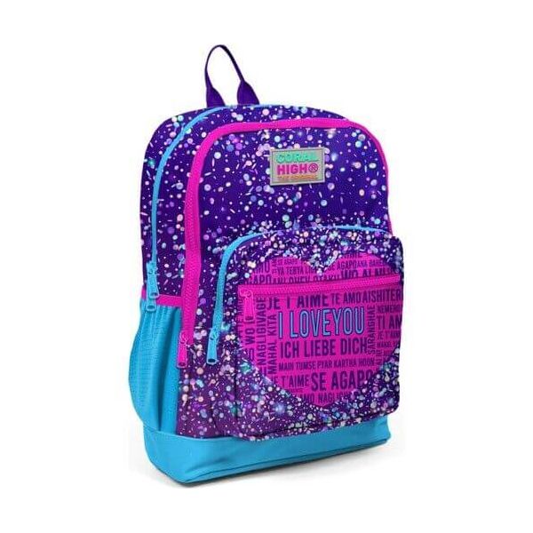 Coral High Heart Backpack | Purple Blue