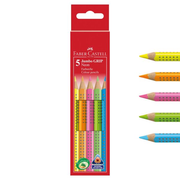 Faber Castell Jumbo Grip Colored Pencils - 5 Pcs