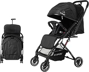 G Baby (G33) Travel Light Weight Baby Stroller 4 Wheels One Hand Foldable Push Chair With Adjustable Reclining Seat | Black