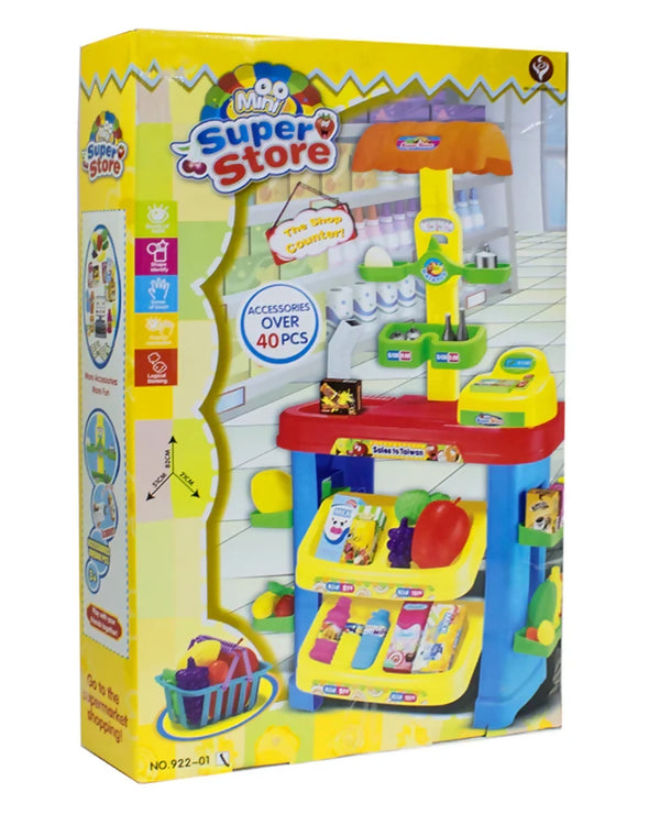 Toy Pretend Super Store Supermarket With Accessories - 40 Pcs