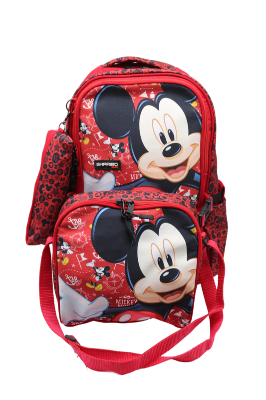 School backpack with lunch bag Size 17 model 26 Mickey Mouse red