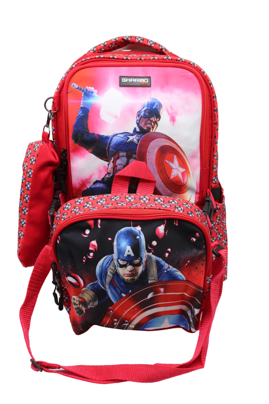 School backpack with lunch bag Size 17 model 26 Captain America red