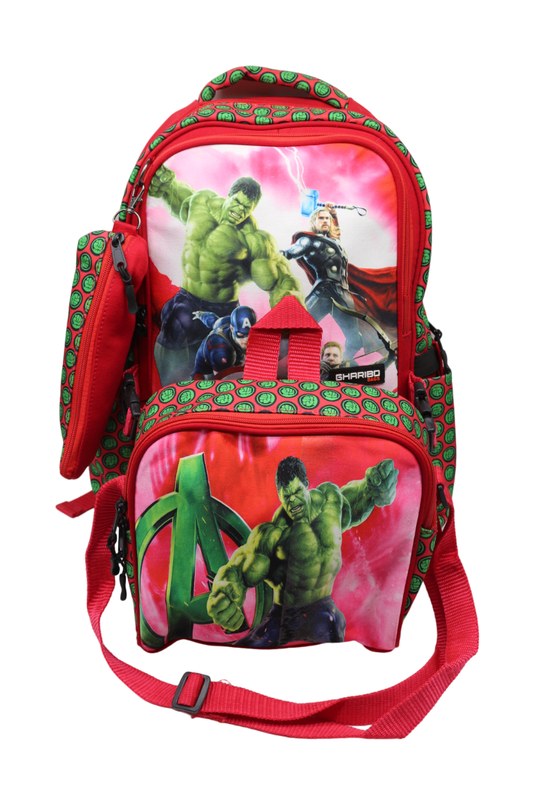 School backpack with lunch bag Size 17 model 26 Hulk red