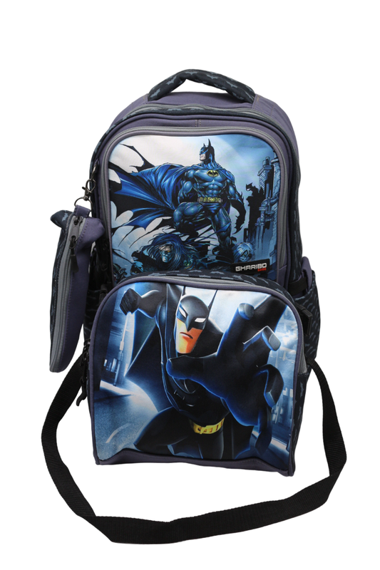 School backpack with lunch bag Size 17 model 26 BatMan gray