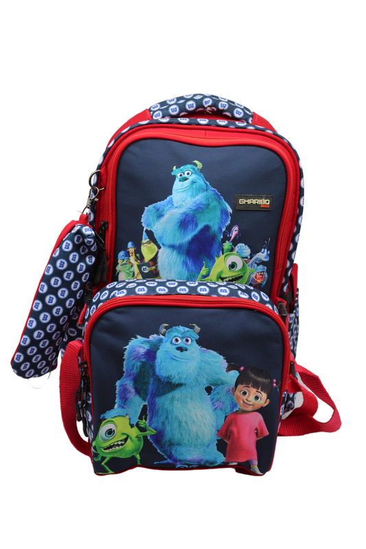 School backpack with lunch bag Size 17 model 26 Monsters Inc. red