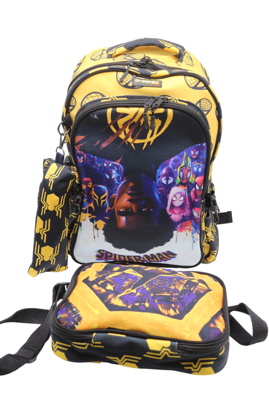 School backpack with lunch bag Size 17 model 32 SpiderMan1 yellow