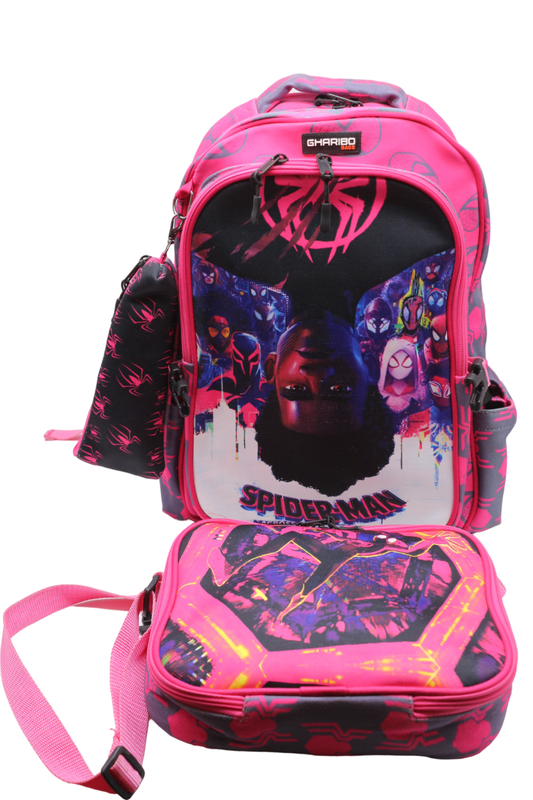 School backpack with lunch bag Size 17 model 32 SpiderMan1 pink