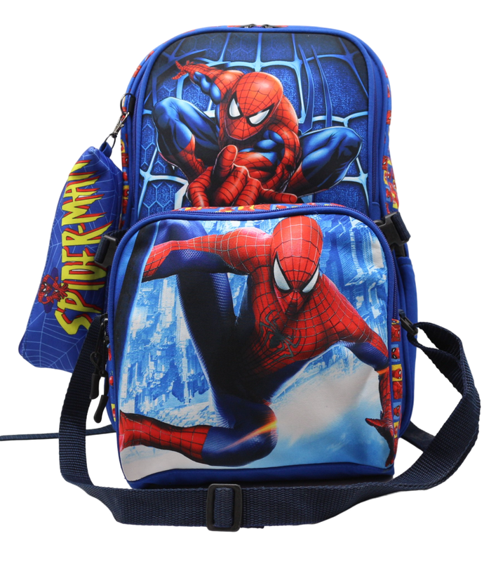 School backpack with lunch bag Size 17 model 26 SpiderMan blue