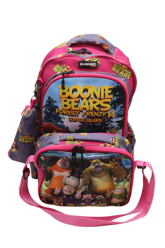 School backpack with lunchbag Size 17 model 32 Boonie Bears pink