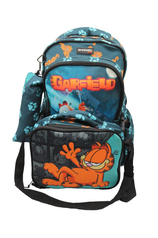 School backpack with lunch bag Size 17 model 32 Garfield turquoise