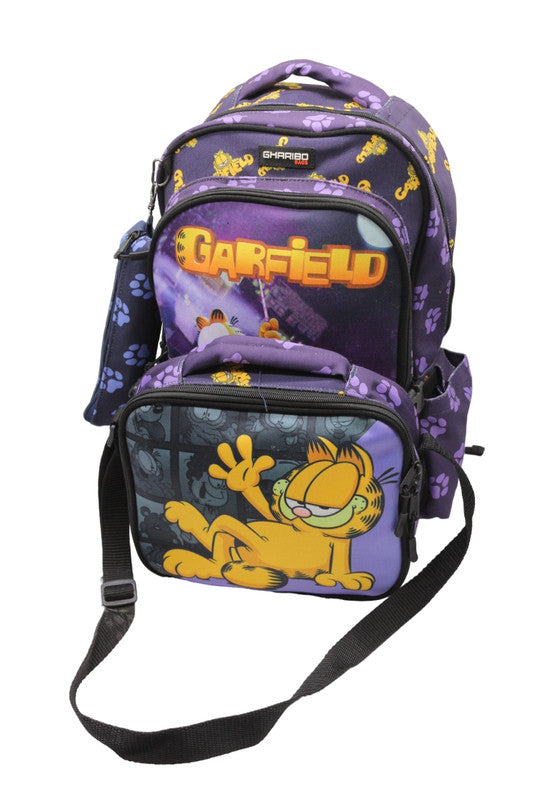 School backpack with lunch bag Size 17 model 32 Garfield purple