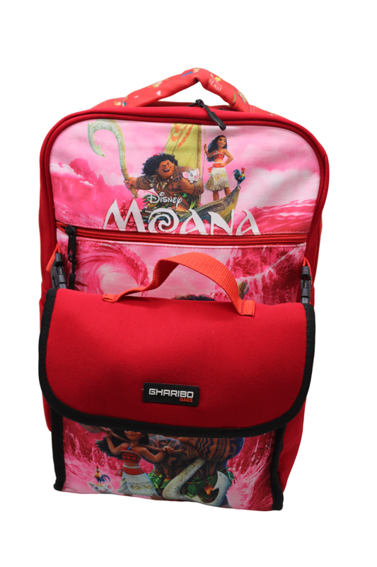 School backpack with lunch bag Size 17 model 33 Moana red