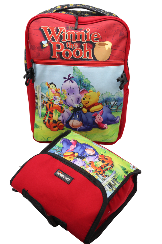 School backpack with lunch bag Size 17 model 33 Winnie the Pooh red