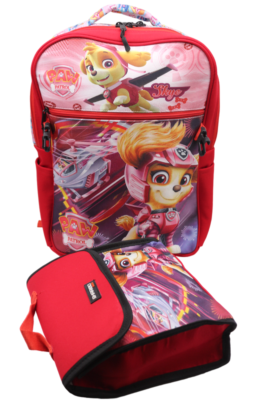 School backpack with lunchbag Size 17 model 33 Pow Patrol red