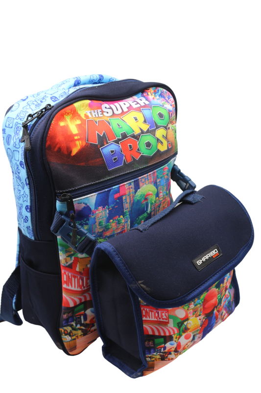 School backpack with lunch bag Size 17 model 33 Mario navy