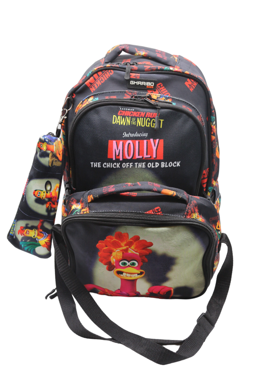 School backpack with lunchbag Size 17 model 32 Chicken Run black